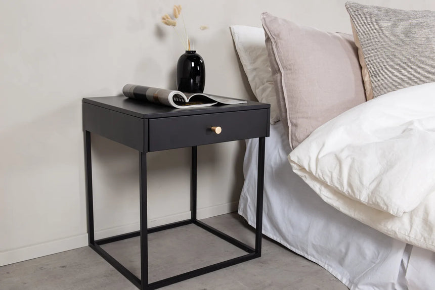 Nachttisch Bakal aus Stahl in schwarz, 41x43x50 cm von Venture Home – Bild 6