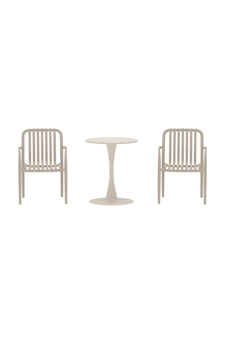 Outdoor Cafe Set Limnos aus Stahl in Beige von Venture Home – Bild 1