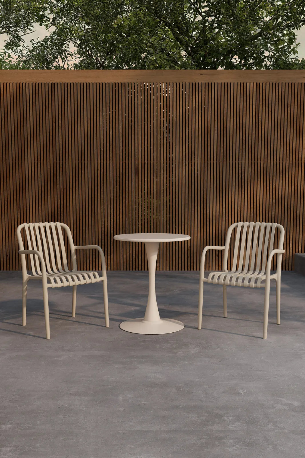 Outdoor Cafe Set Limnos aus Stahl in Beige von Venture Home – Bild 4