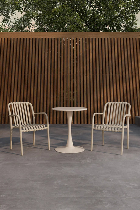 Outdoor Cafe Set Limnos aus Stahl in Beige von Venture Home – Bild 4