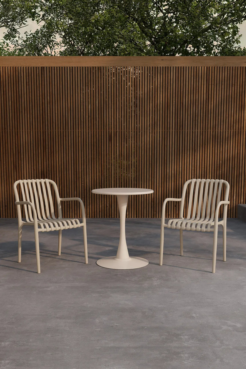 Outdoor Cafe Set Limnos aus Stahl in Beige von Venture Home – Bild 4