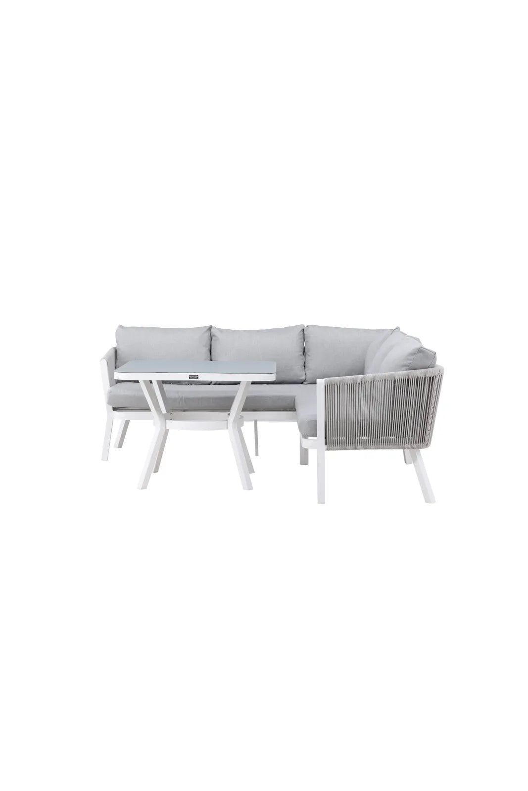 Outdoor Ecksofa-Gruppe Virya aus Aluminium in Weiss und grauem Geflecht inkl. Kissen von Venture Home – Bild 1