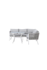 Outdoor Ecksofa-Gruppe Virya aus Aluminium in Weiss und grauem Geflecht inkl. Kissen von Venture Home – Bild 1
