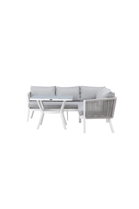 Outdoor Ecksofa-Gruppe Virya aus Aluminium in Weiss und grauem Geflecht inkl. Kissen von Venture Home – Bild 1