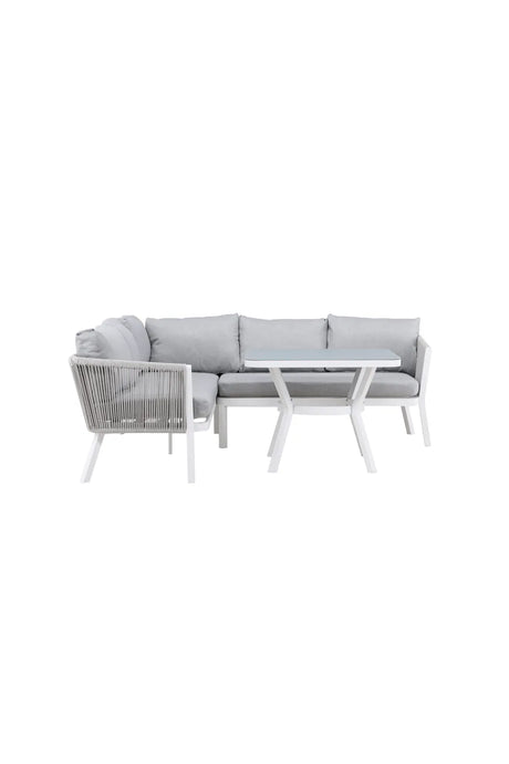 Outdoor Ecksofa-Gruppe Virya aus Aluminium in Weiss und grauem Geflecht inkl. Kissen von Venture Home – Bild 10