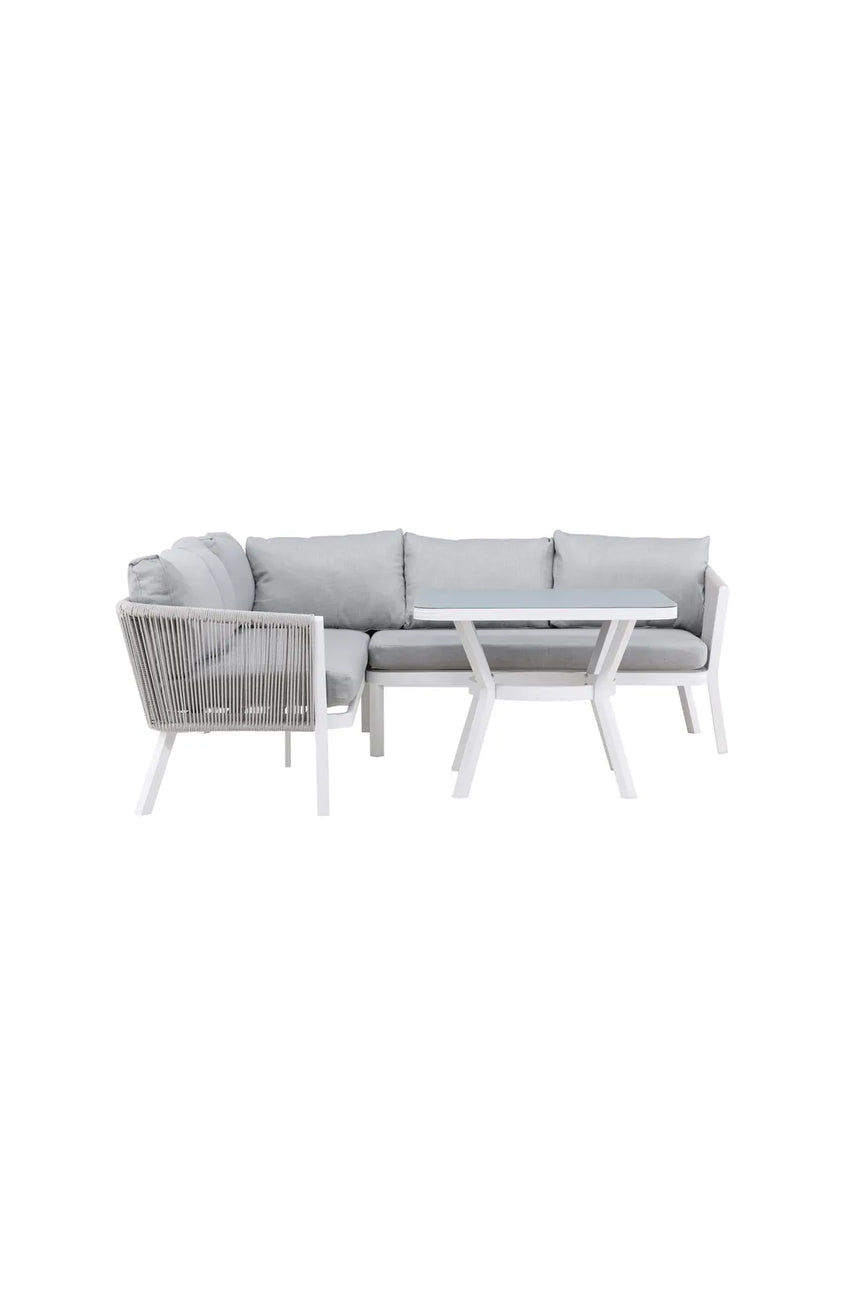 Outdoor Ecksofa-Gruppe Virya aus Aluminium in Weiss und grauem Geflecht inkl. Kissen von Venture Home – Bild 10