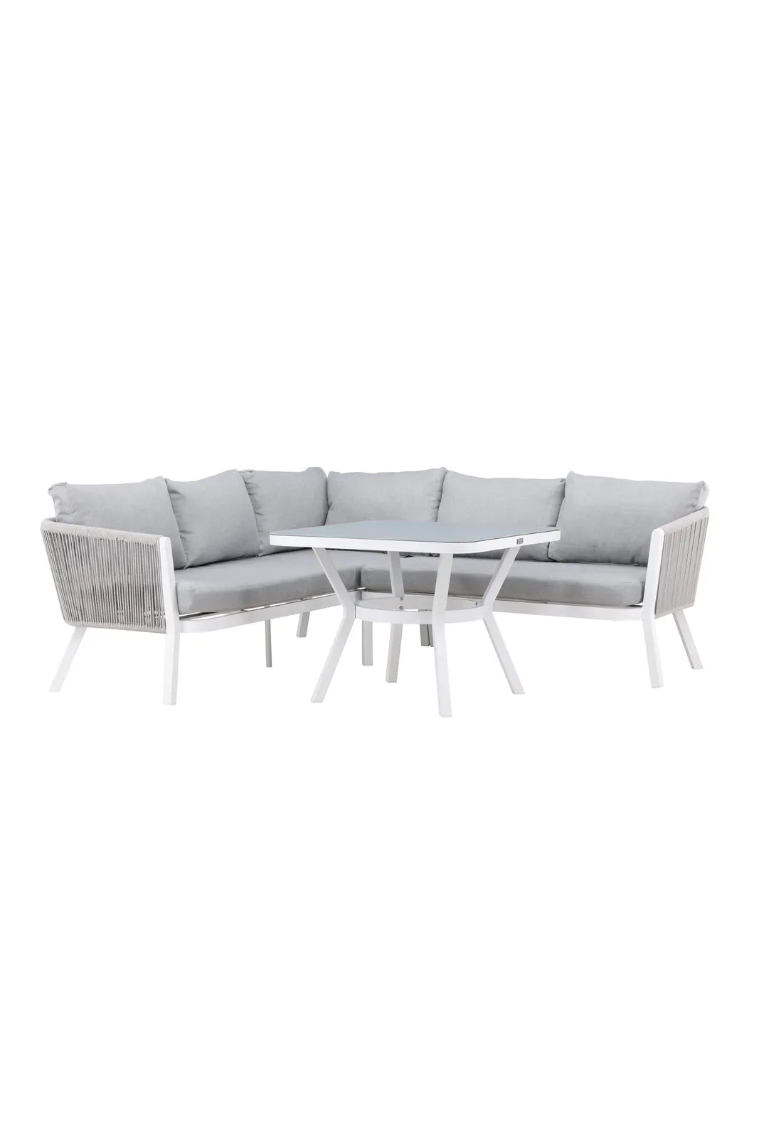 Outdoor Ecksofa-Gruppe Virya aus Aluminium in Weiss und grauem Geflecht inkl. Kissen von Venture Home – Bild 11