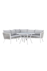 Outdoor Ecksofa-Gruppe Virya aus Aluminium in Weiss und grauem Geflecht inkl. Kissen von Venture Home – Bild 11