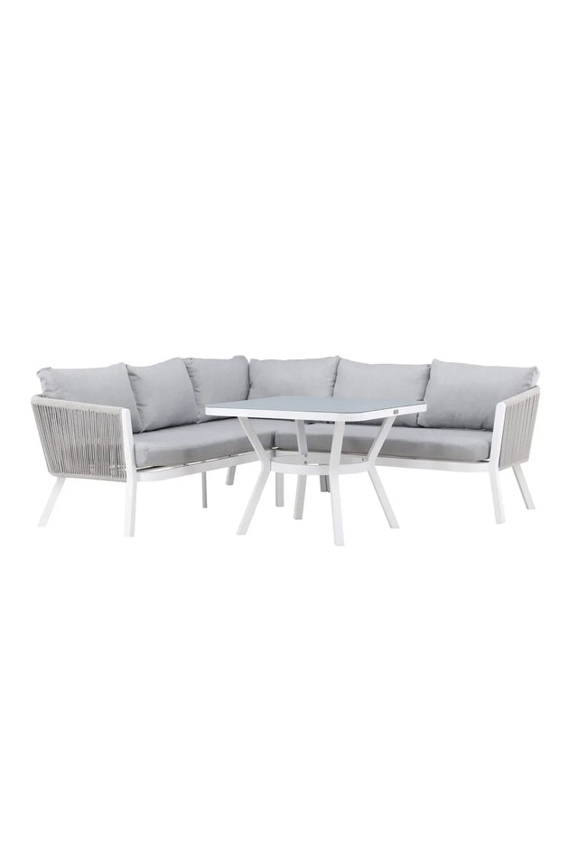 Outdoor Ecksofa-Gruppe Virya aus Aluminium in Weiss und grauem Geflecht inkl. Kissen von Venture Home – Bild 11