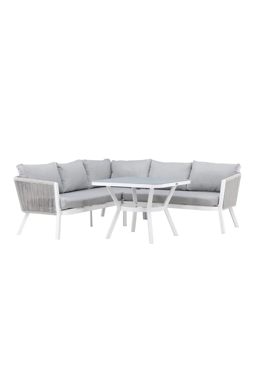 Outdoor Ecksofa-Gruppe Virya aus Aluminium in Weiss und grauem Geflecht inkl. Kissen von Venture Home – Bild 11