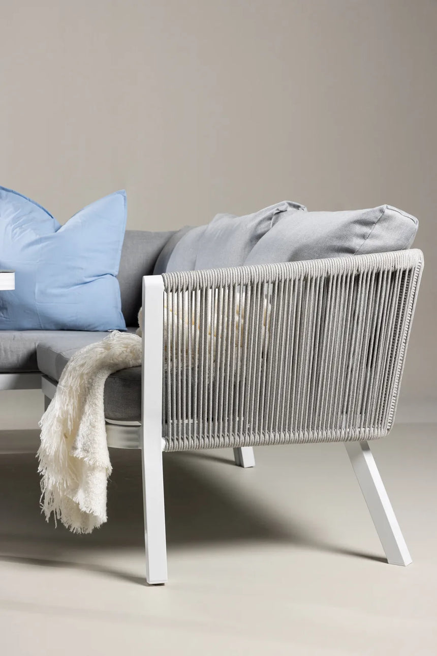 Outdoor Ecksofa-Gruppe Virya aus Aluminium in Weiss und grauem Geflecht inkl. Kissen von Venture Home – Bild 15