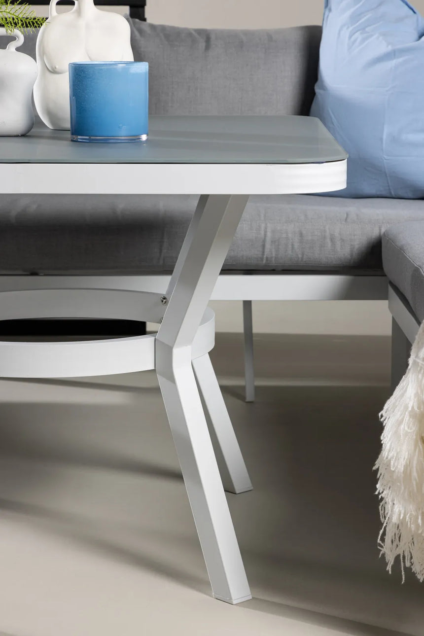 Outdoor Ecksofa-Gruppe Virya aus Aluminium in Weiss und grauem Geflecht inkl. Kissen von Venture Home – Bild 17