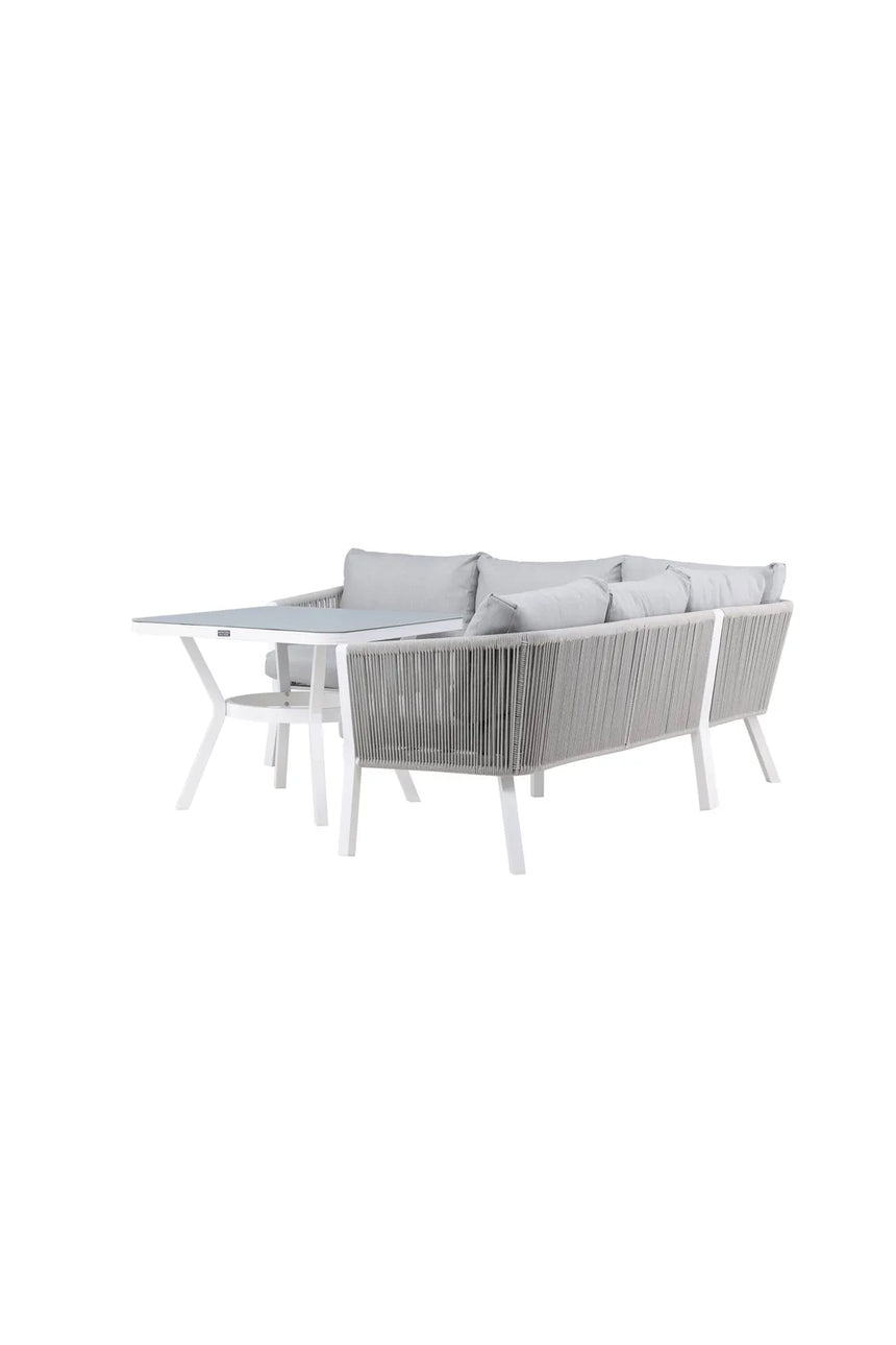 Outdoor Ecksofa-Gruppe Virya aus Aluminium in Weiss und grauem Geflecht inkl. Kissen von Venture Home – Bild 2