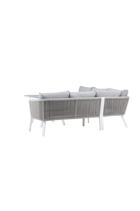 Outdoor Ecksofa-Gruppe Virya aus Aluminium in Weiss und grauem Geflecht inkl. Kissen von Venture Home – Bild 3