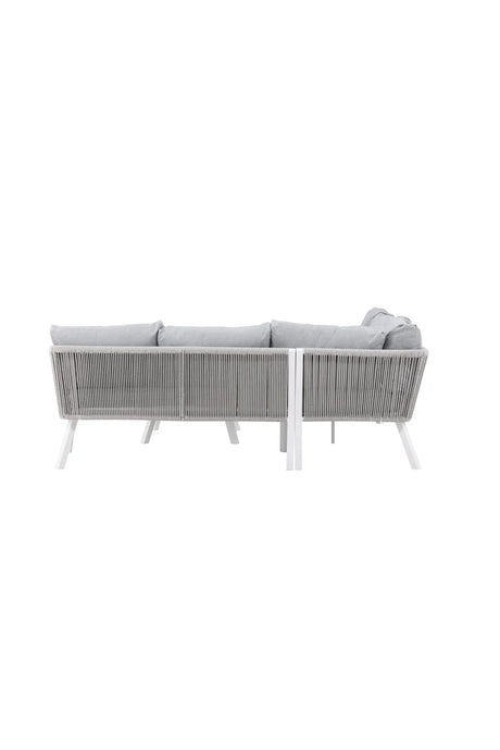 Outdoor Ecksofa-Gruppe Virya aus Aluminium in Weiss und grauem Geflecht inkl. Kissen von Venture Home – Bild 4