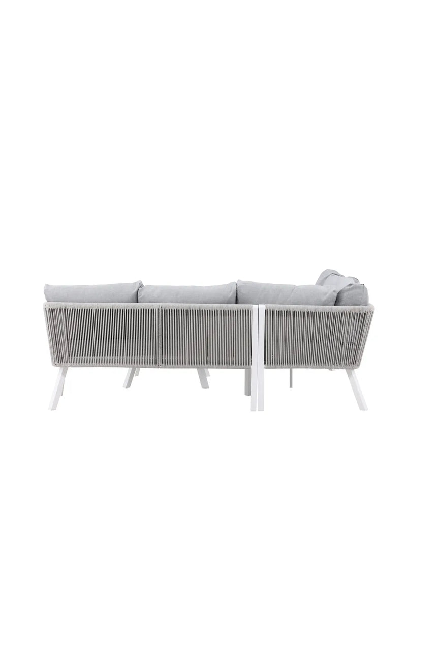 Outdoor Ecksofa-Gruppe Virya aus Aluminium in Weiss und grauem Geflecht inkl. Kissen von Venture Home – Bild 4
