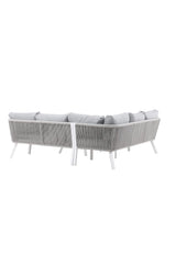 Outdoor Ecksofa-Gruppe Virya aus Aluminium in Weiss und grauem Geflecht inkl. Kissen von Venture Home – Bild 5