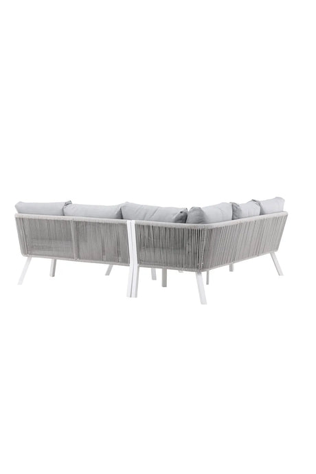 Outdoor Ecksofa-Gruppe Virya aus Aluminium in Weiss und grauem Geflecht inkl. Kissen von Venture Home – Bild 5