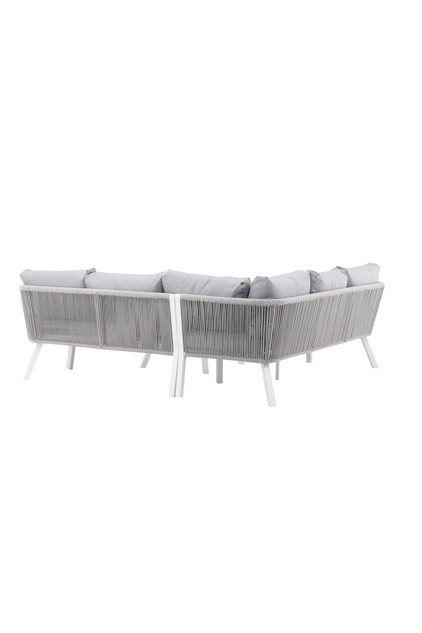 Outdoor Ecksofa-Gruppe Virya aus Aluminium in Weiss und grauem Geflecht inkl. Kissen von Venture Home – Bild 5