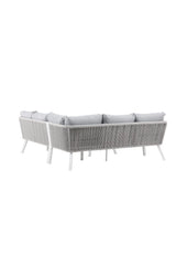 Outdoor Ecksofa-Gruppe Virya aus Aluminium in Weiss und grauem Geflecht inkl. Kissen von Venture Home – Bild 6