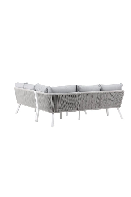 Outdoor Ecksofa-Gruppe Virya aus Aluminium in Weiss und grauem Geflecht inkl. Kissen von Venture Home – Bild 6