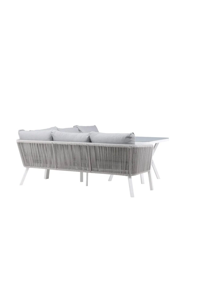 Outdoor Ecksofa-Gruppe Virya aus Aluminium in Weiss und grauem Geflecht inkl. Kissen von Venture Home – Bild 8
