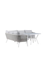 Outdoor Ecksofa-Gruppe Virya aus Aluminium in Weiss und grauem Geflecht inkl. Kissen von Venture Home – Bild 9