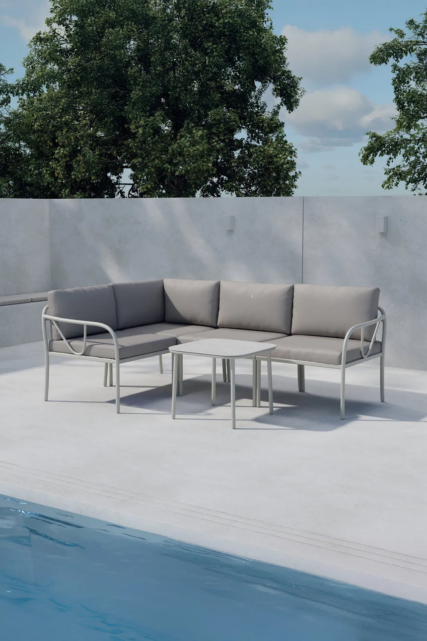 Outdoor Ecksofa-Set Hydra aus Stahl und Polyester in Greige / Beige von Venture Home – Bild 1