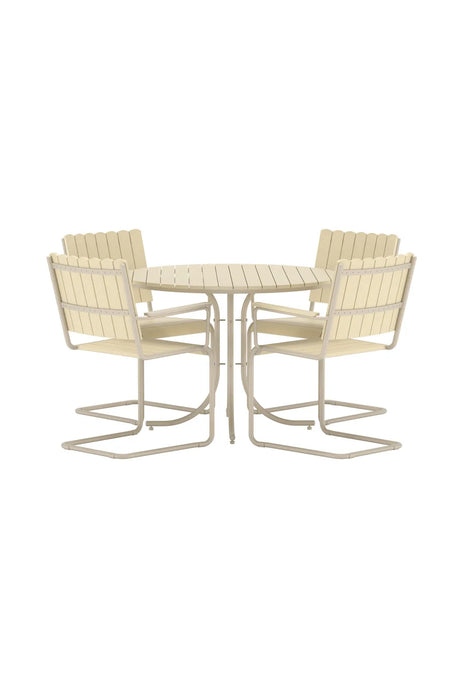 Outdoor Essgruppen-Set Holmsund aus Polywood und Stahl in Beige von Venture Home – Bild 1