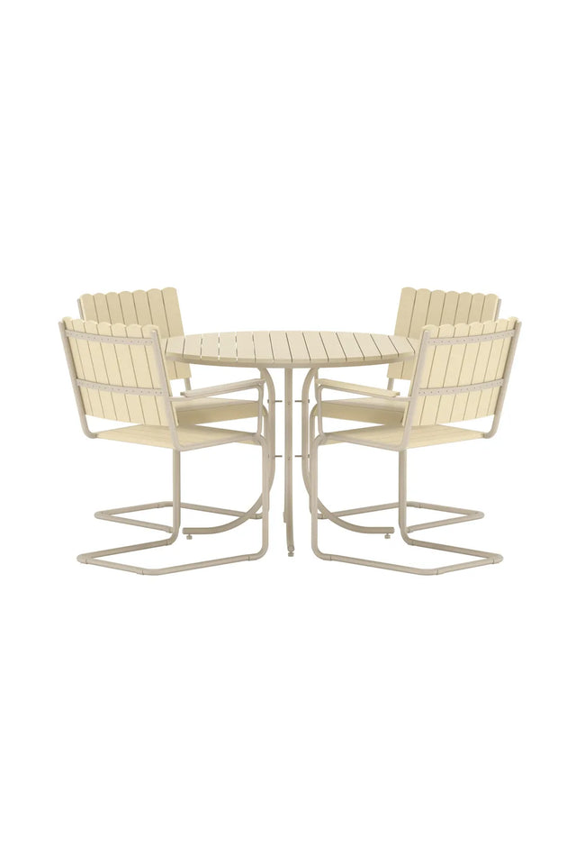 Outdoor Essgruppen-Set Holmsund aus Polywood und Stahl in Beige von Venture Home – Bild 1