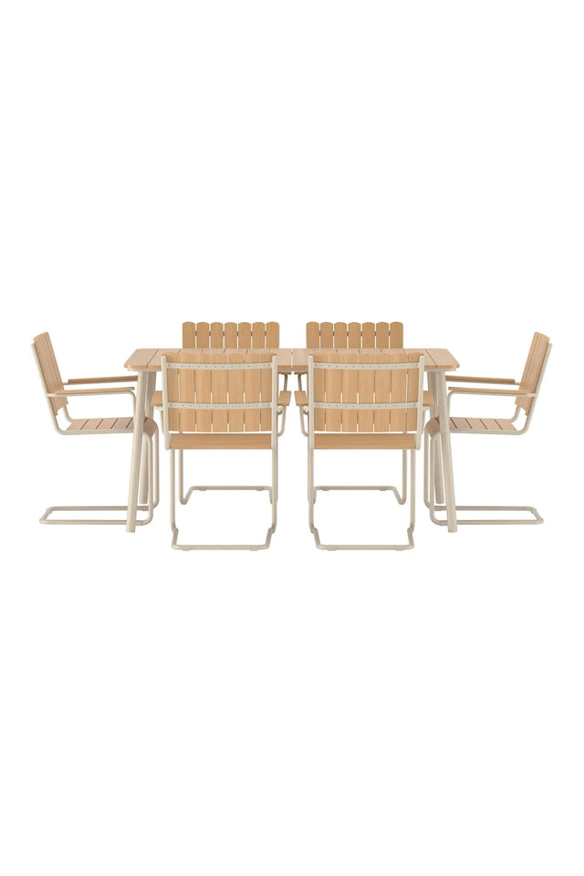 Outdoor Essgruppen-Set Holmsund aus Polywood und Stahl in Beige von Venture Home – Bild 1