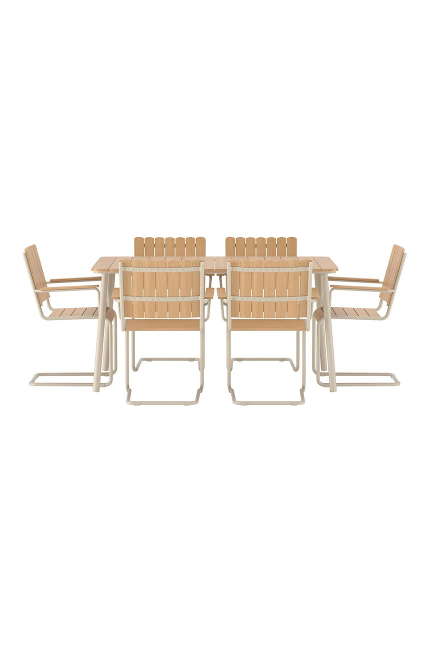 Outdoor Essgruppen-Set Holmsund aus Polywood und Stahl in Beige von Venture Home – Bild 1