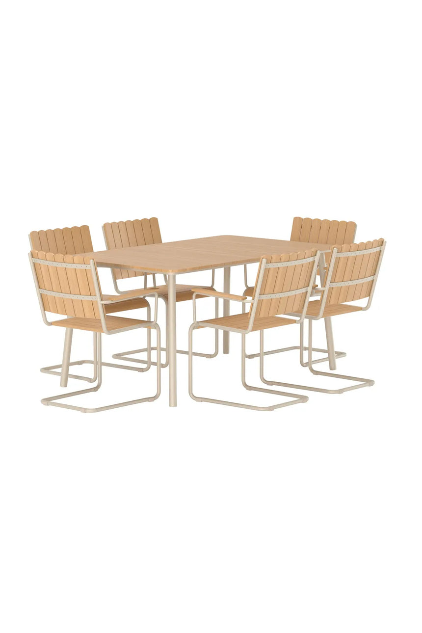 Outdoor Essgruppen-Set Holmsund aus Polywood und Stahl in Beige von Venture Home – Bild 2