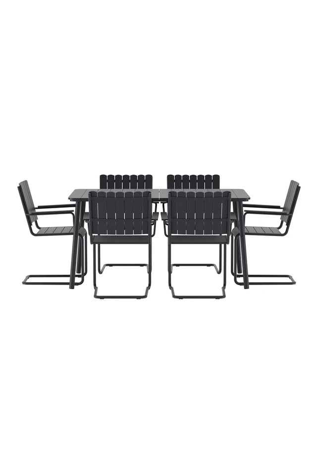 Outdoor Essgruppen-Set Holmsund aus Polywood und Stahl in Schwarz von Venture Home – Bild 1
