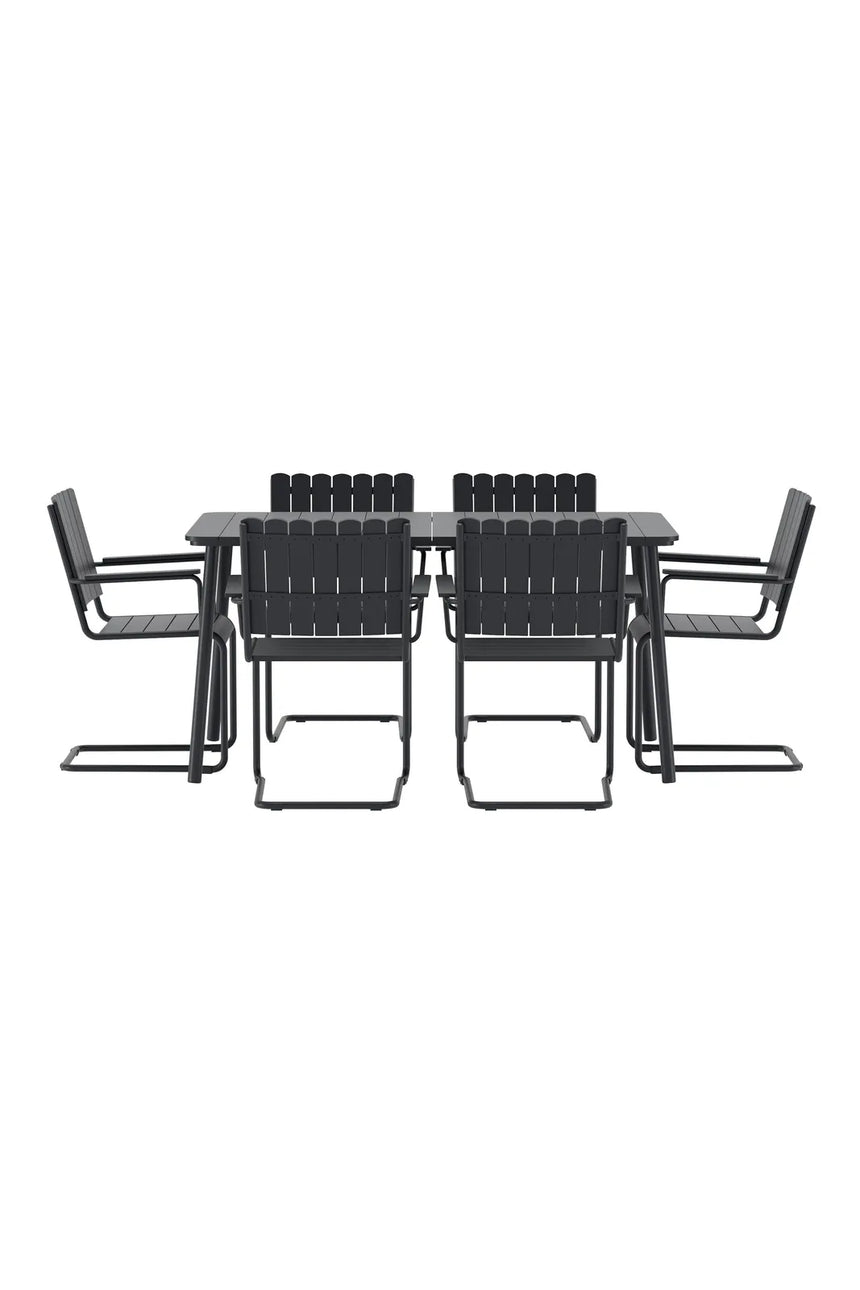 Outdoor Essgruppen-Set Holmsund aus Polywood und Stahl in Schwarz von Venture Home – Bild 1