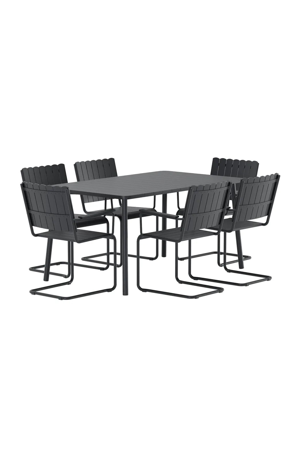 Outdoor Essgruppen-Set Holmsund aus Polywood und Stahl in Schwarz von Venture Home – Bild 2