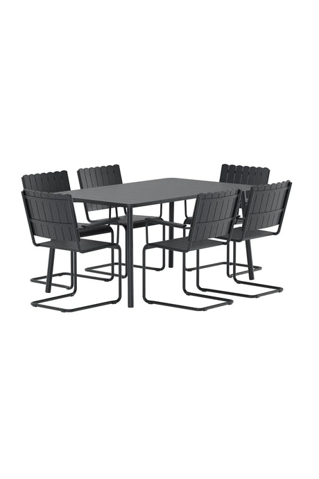 Outdoor Essgruppen-Set Holmsund aus Polywood und Stahl in Schwarz von Venture Home – Bild 2
