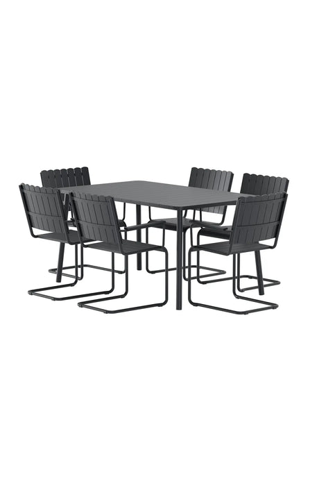 Outdoor Essgruppen-Set Holmsund aus Polywood und Stahl in Schwarz von Venture Home – Bild 3