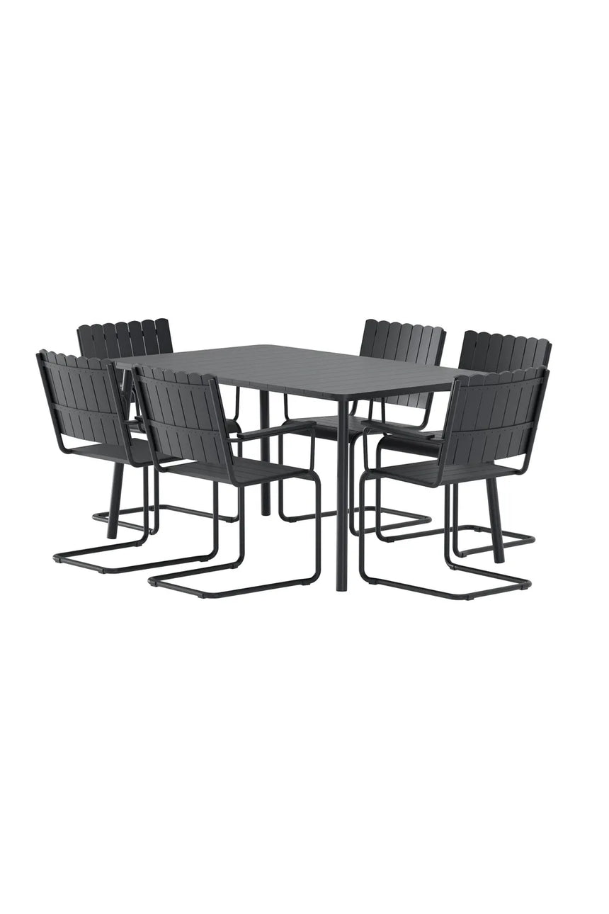 Outdoor Essgruppen-Set Holmsund aus Polywood und Stahl in Schwarz von Venture Home – Bild 3