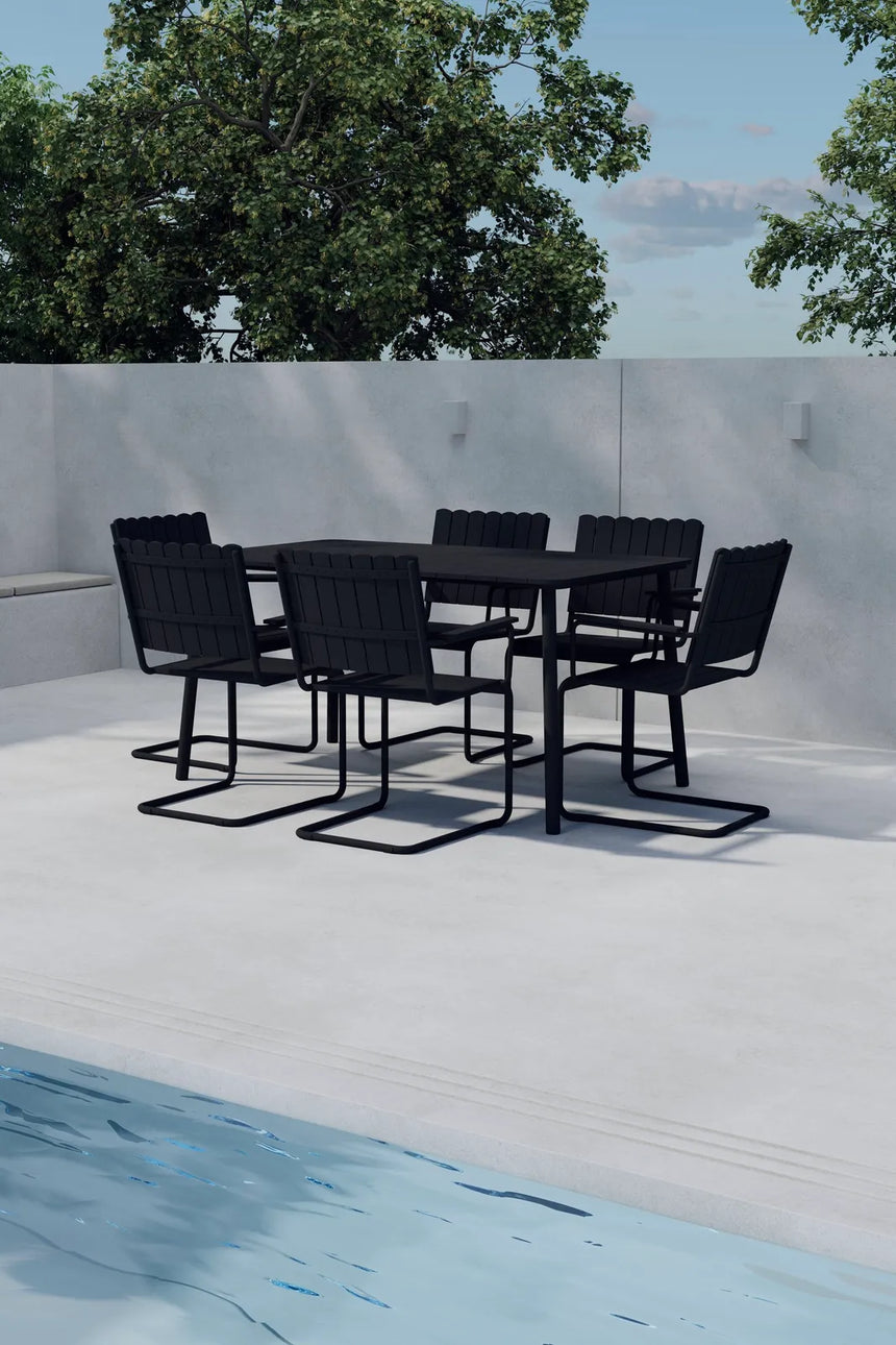 Outdoor Essgruppen-Set Holmsund aus Polywood und Stahl in Schwarz von Venture Home – Bild 4