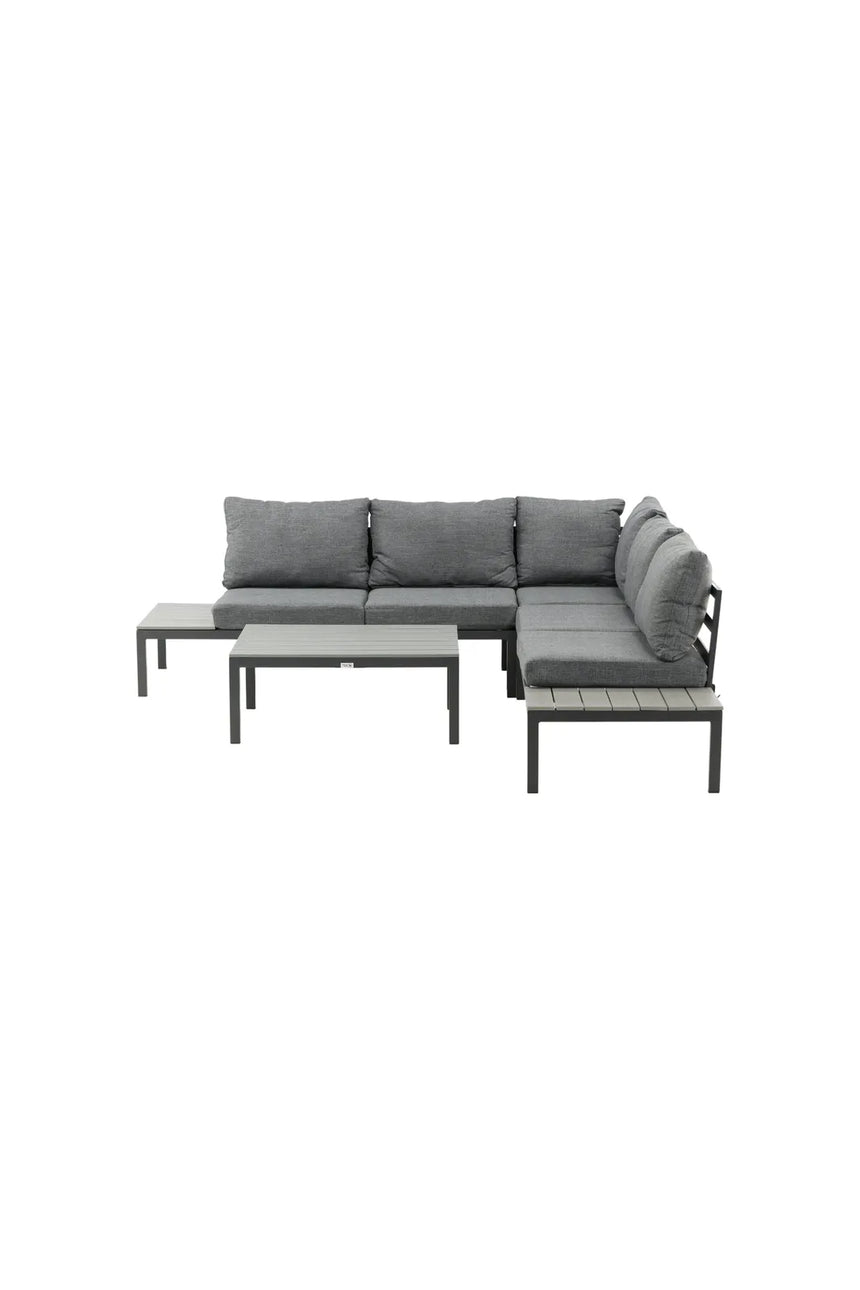 Outdoor Lounge-Eckgruppe Odense aus Aluminium und Aintwood in Schwarz und Dunkelgrau von Venture Home – Bild 1
