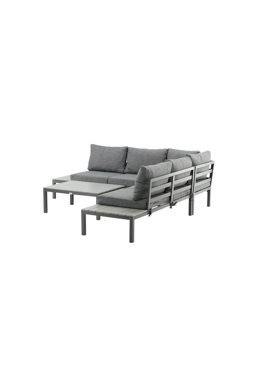 Outdoor Lounge-Eckgruppe Odense aus Aluminium und Aintwood in Schwarz und Dunkelgrau von Venture Home – Bild 2