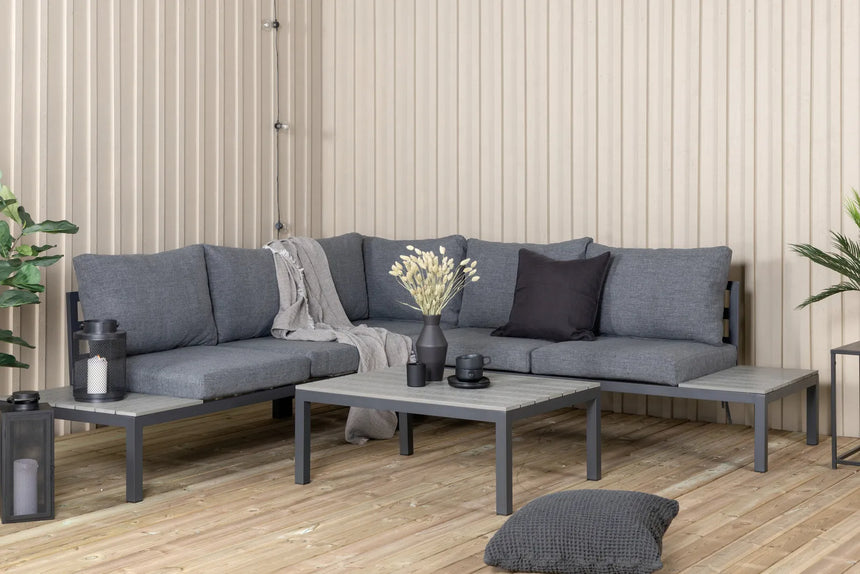 Outdoor Lounge-Eckgruppe Odense aus Aluminium und Aintwood in Schwarz und Dunkelgrau von Venture Home – Bild 27