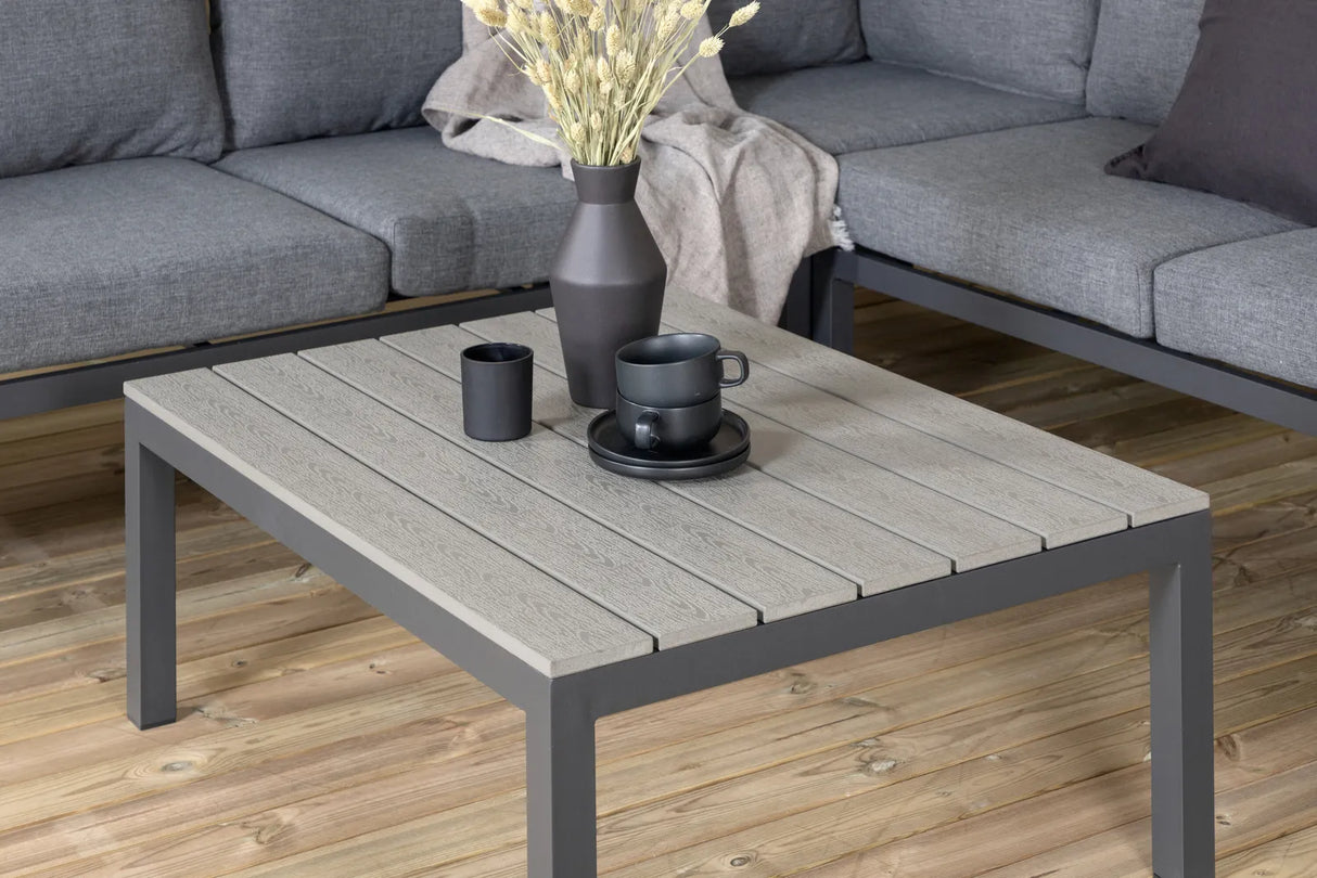 Outdoor Lounge-Eckgruppe Odense aus Aluminium und Aintwood in Schwarz und Dunkelgrau von Venture Home – Bild 30