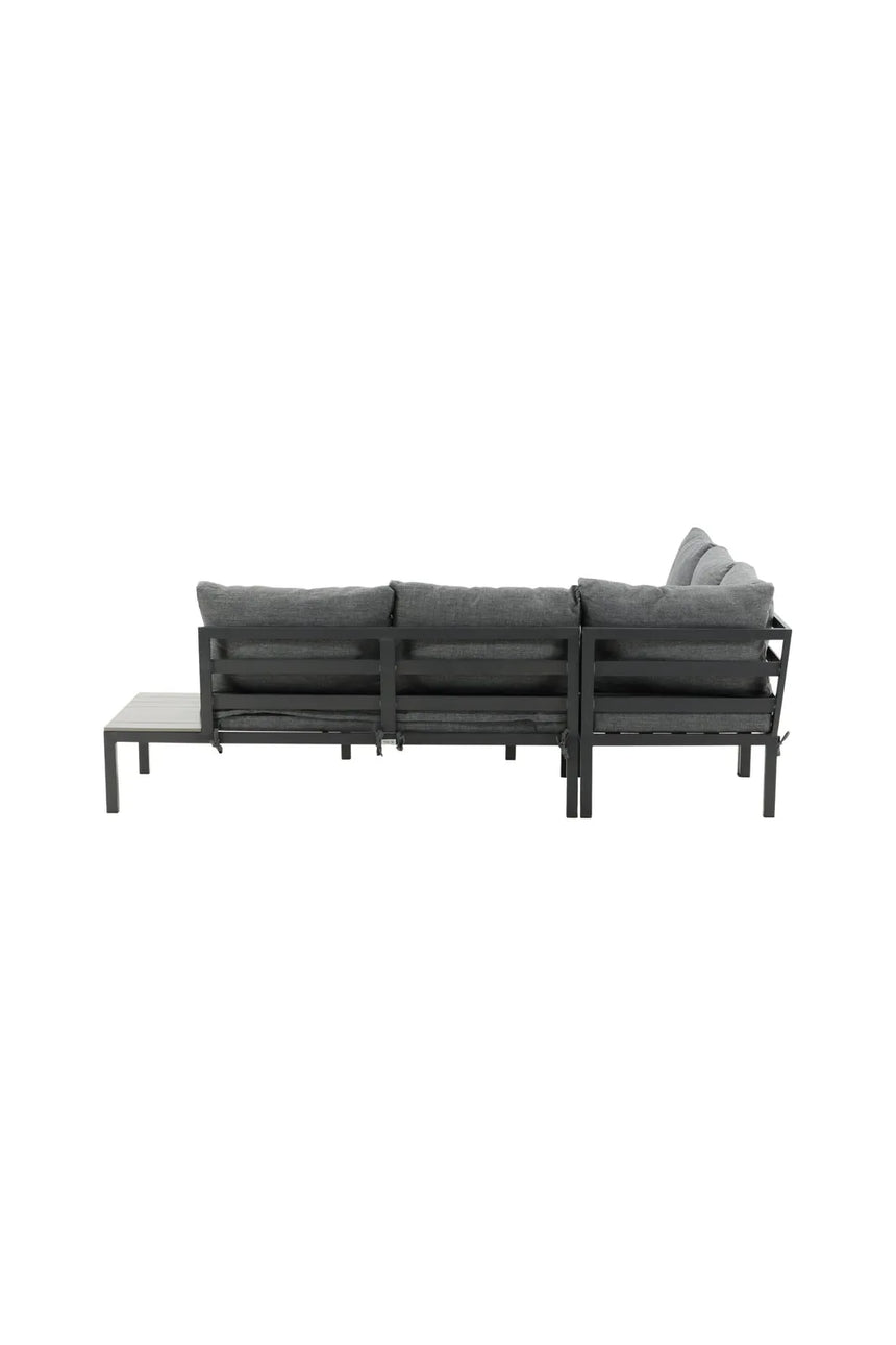 Outdoor Lounge-Eckgruppe Odense aus Aluminium und Aintwood in Schwarz und Dunkelgrau von Venture Home – Bild 4