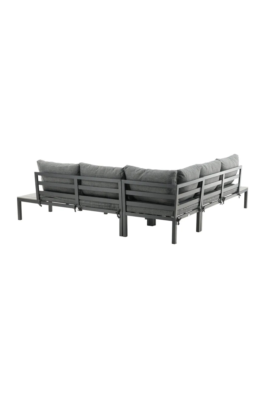 Outdoor Lounge-Eckgruppe Odense aus Aluminium und Aintwood in Schwarz und Dunkelgrau von Venture Home – Bild 5