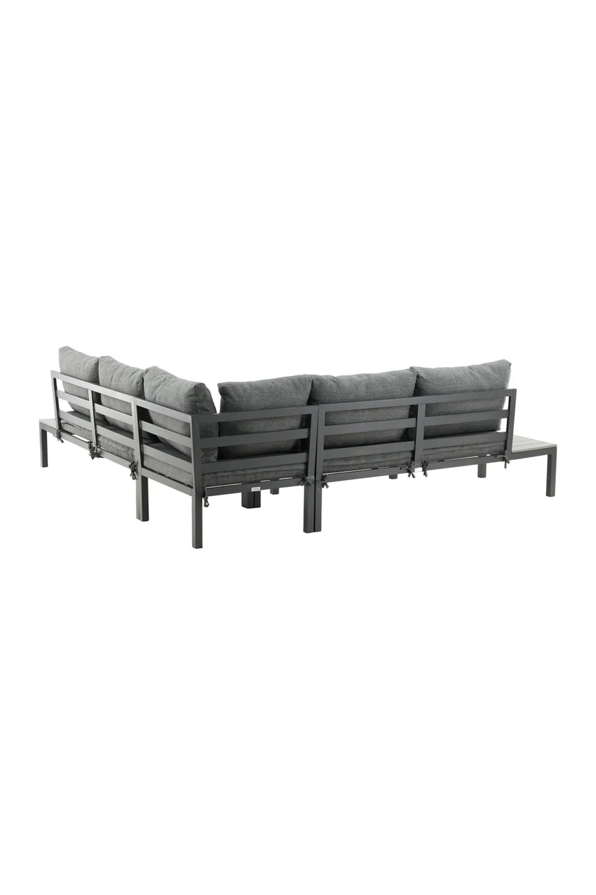 Outdoor Lounge-Eckgruppe Odense aus Aluminium und Aintwood in Schwarz und Dunkelgrau von Venture Home – Bild 6
