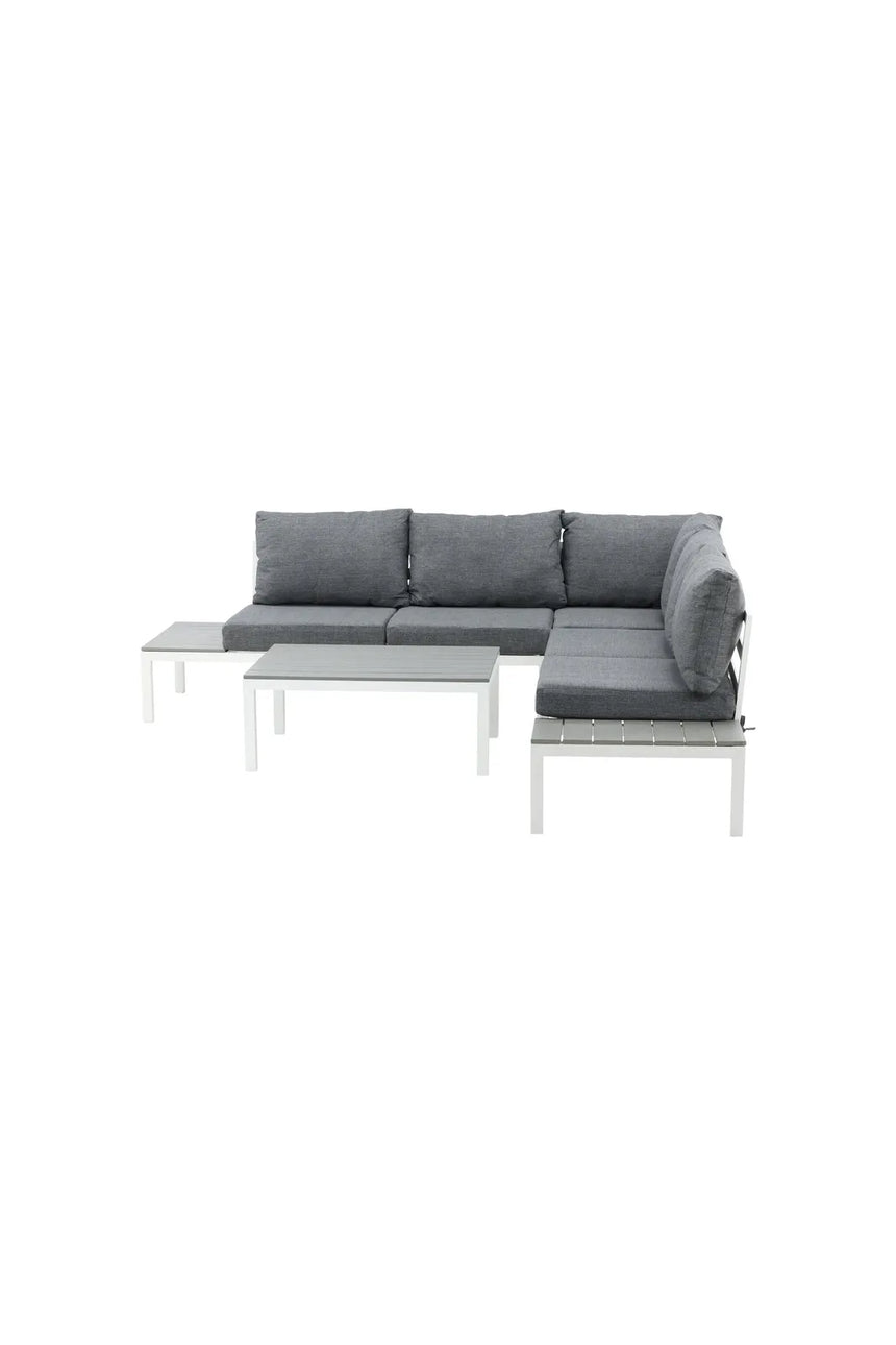 Outdoor Lounge-Eckgruppe Odense aus Aluminium und Aintwood in Weiss und Grau von Venture Home – Bild 1