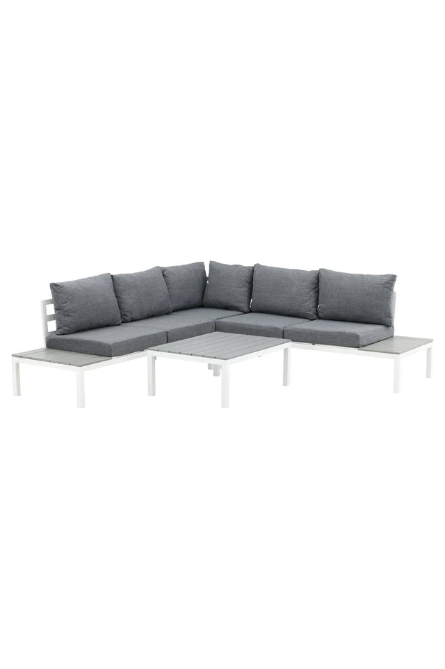 Outdoor Lounge-Eckgruppe Odense aus Aluminium und Aintwood in Weiss und Grau von Venture Home – Bild 11