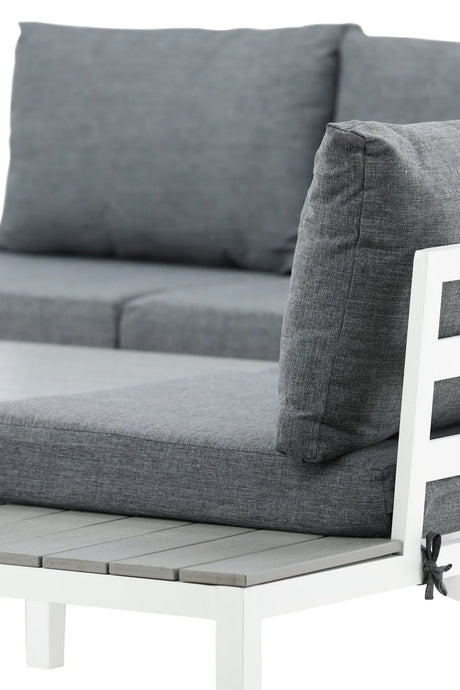 Outdoor Lounge-Eckgruppe Odense aus Aluminium und Aintwood in Weiss und Grau von Venture Home – Bild 13